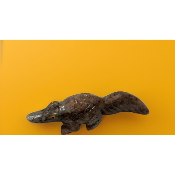 Alligator Handcrafted Stone Carved Animal Natural Rock Mineral Carving Fetish - Picture 2 of 8